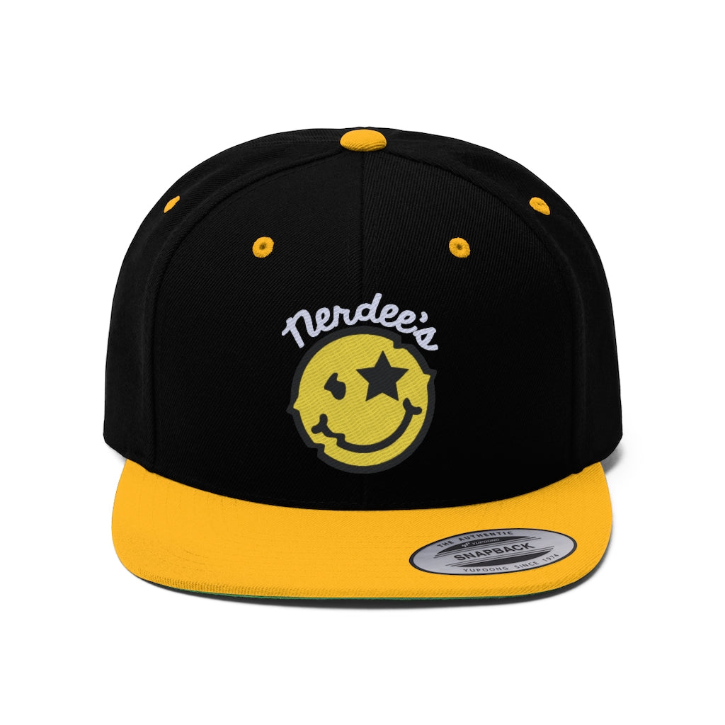 Nerdee's - The Nerd Bizz - Script Logo (Gold) - Unisex Flat Bill Hat True Navy / One Size