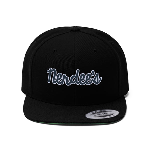 Nerdee's Script Logo (Navy/White) - Unisex Flat Bill Hat