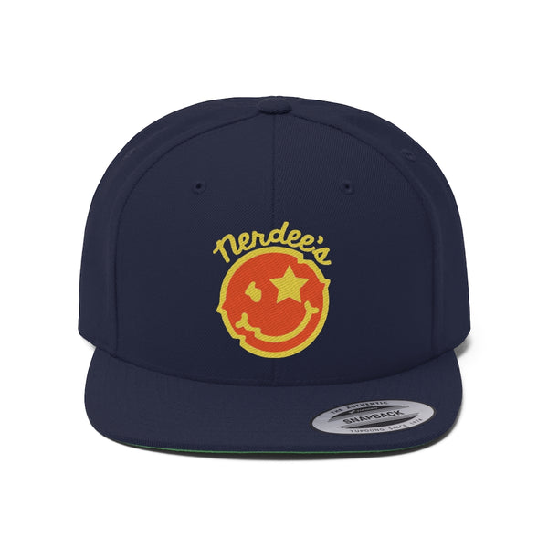 Nerdee's Official logo (GOLD/ORG) - Unisex Flat Bill Hat