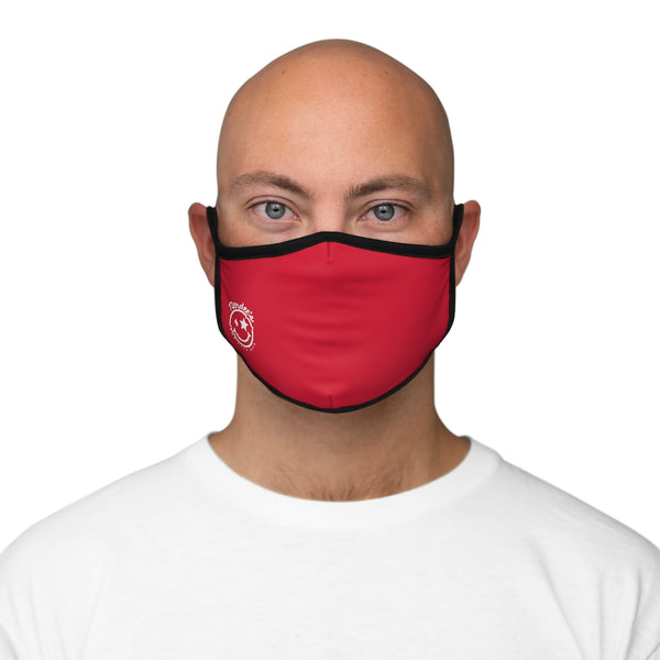 Nerdee's - The Nerd Bizz - Official Logo (White) - Fitted Polyester Face Mask - Dark Red