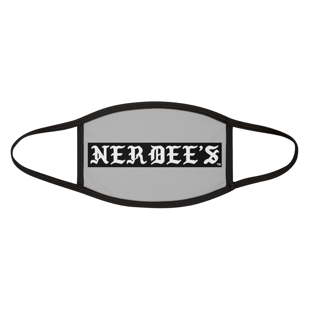 Nerdee's -  Old English Black Banner - (WHT Design 01) - Mixed-Fabric Face Mask (Adult Large Fit) - Light Gray