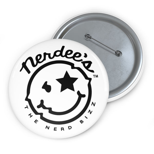 Nerdee's - The Nerd Bizz - Official  logo Collectible Pin Buttons - White