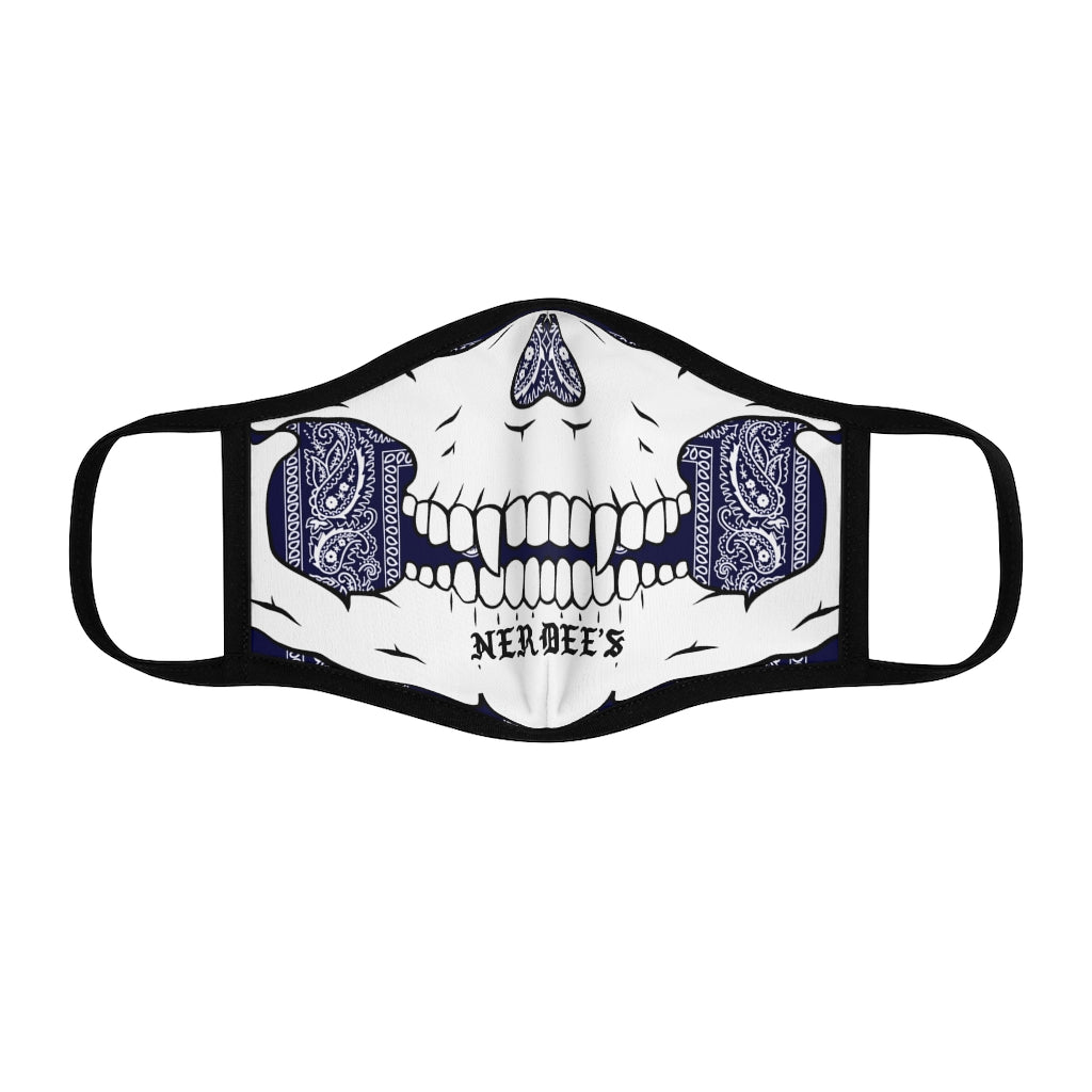 Nerdee's - The Nerd Bizz - "Skull Face" (WHT/BLU Paisley Design 02) - Fitted Polyester Face Mask - Blue