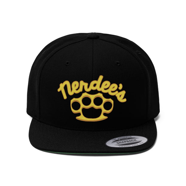 Nerdee's Brass Knuckles (Gold Design 02) - Unisex Flat Bill Hat