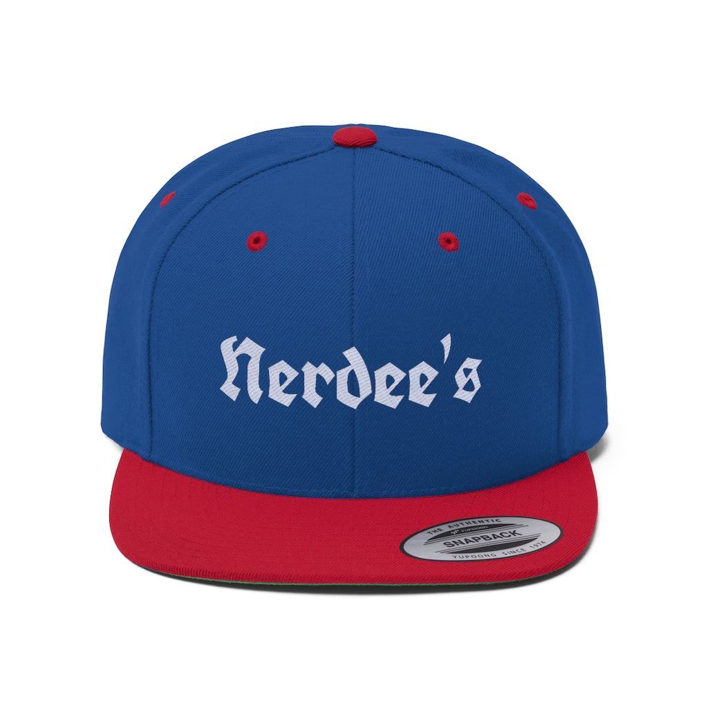 Nerdee's - The Nerd Bizz - Script Logo (Gold) - Unisex Flat Bill Hat True Navy / One Size