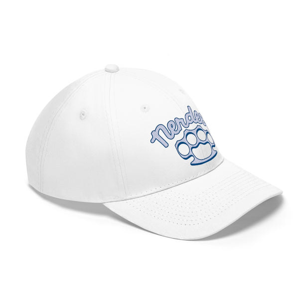 Nerdee's Brass Knuckles (WHT/BLU) - Unisex Twill Hat