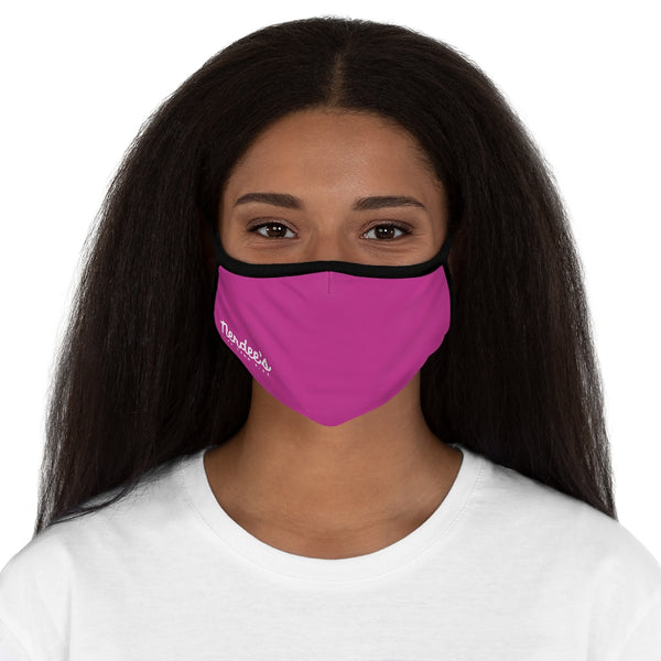 Nerdee's - The Nerd Bizz - Official Script Logo (White) - Fitted Polyester Face Mask - Hot Pink